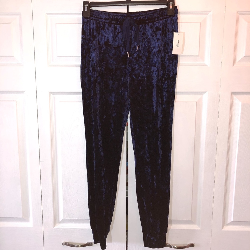 Alfani Velvet Drawstring Sleep Jogger Pants Blue